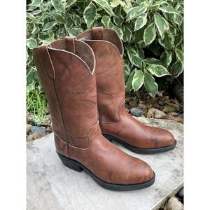 Georgia Boot Core Womens 8 Wide Western Cowboy Pull On Work Boots Leather Rare